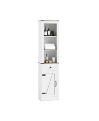 68 Inch Tall Bathroom Cabinet with Barn Door and Drawer