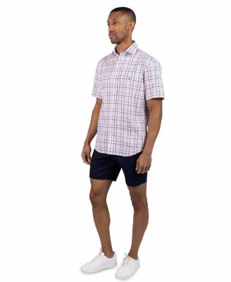 Men's Yarn Dyed Linen Large Check Short Sleeve Shirt