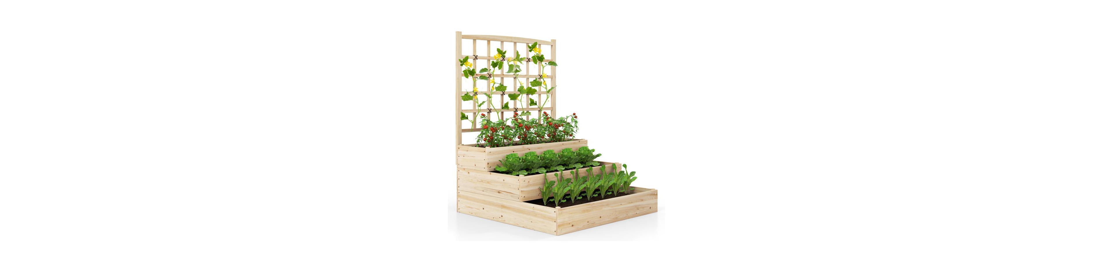 Slickblue 3-Tier Raised Garden Bed with Lattice Trellis