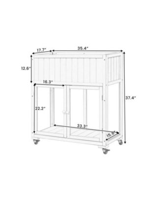 Patio 35.4"x17.7"x37.4" Mini Wood Cold Frame 2 Doors Garden Greenhouse with Wheels,Raised Bed with Liner