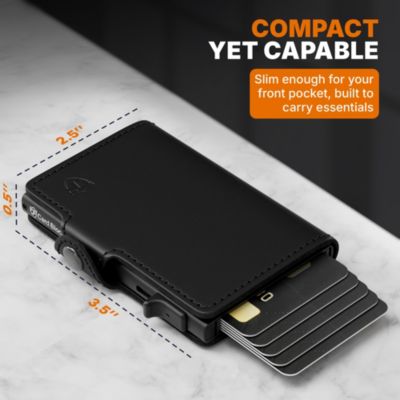 Men's Card Blocr Pop Up Wallet for Men - Slim Metal RFID Blocking Card Holder (4-6 Cards Ejector) - Minimalist Wallet with Internal Cash + ID