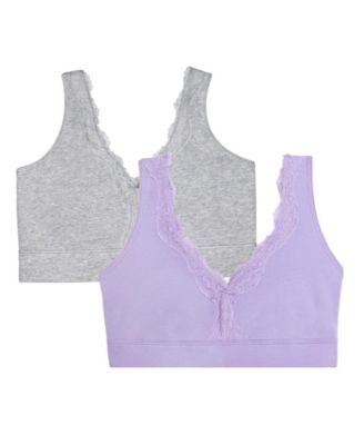 Women's Full Coverage Wireless Cotton Bralette, 2 Pack