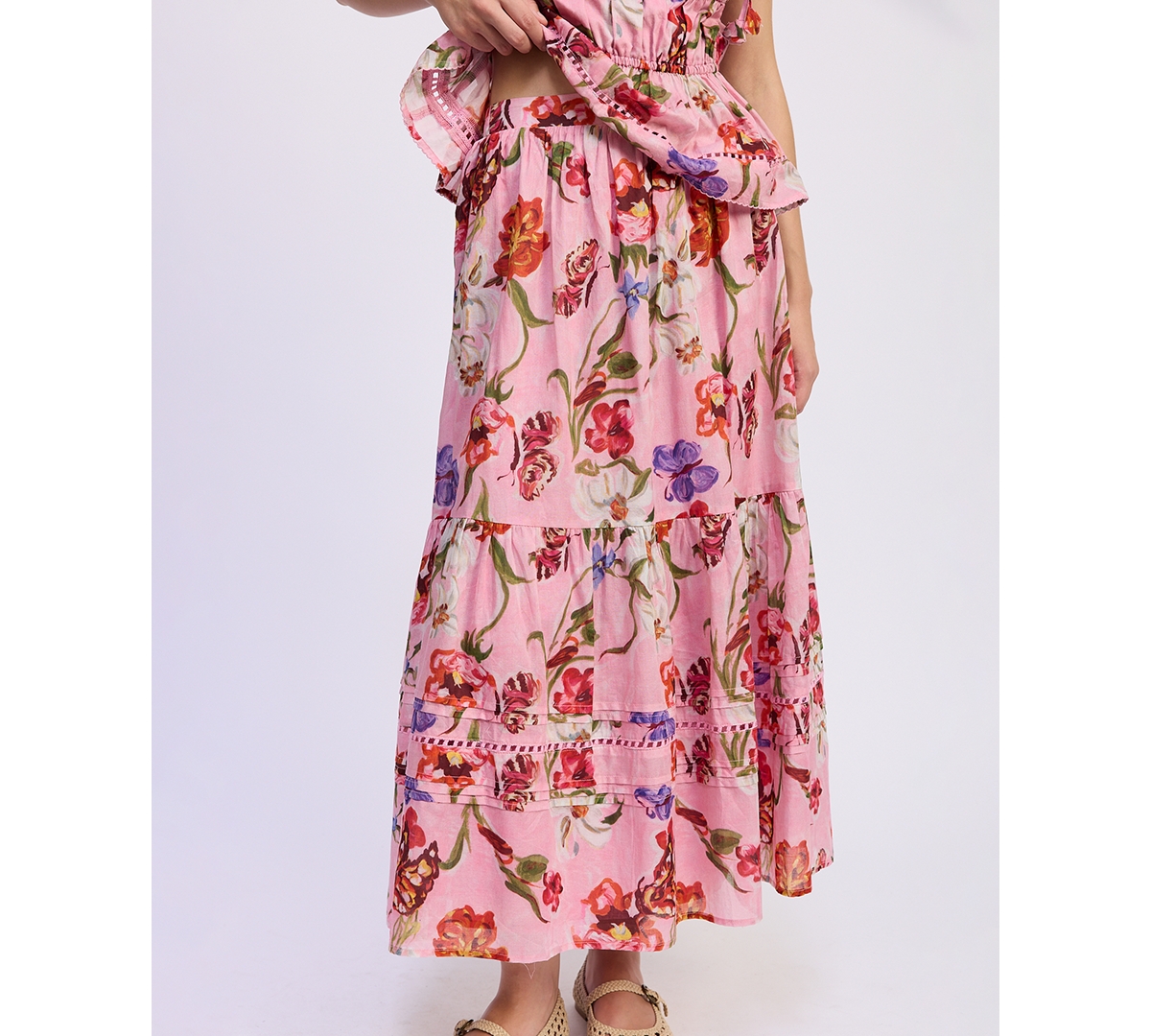 En Saison Women's Celeste Printed Pull-On Maxi Skirt