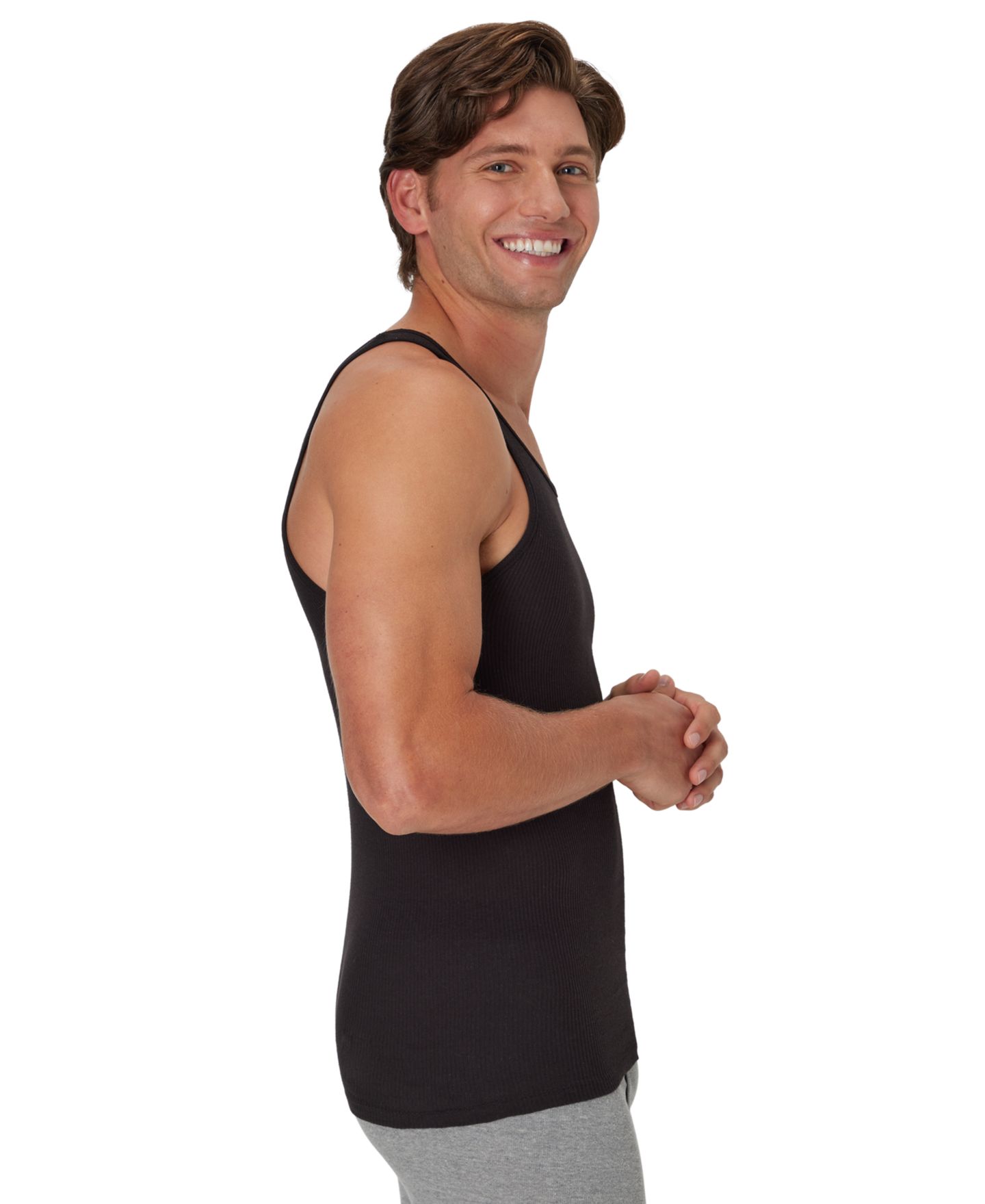 Мужские топы Hanes Ultimate Crewneck Tank Undershirt, 5-Pack, цвет: Assorted Colors — фото 3