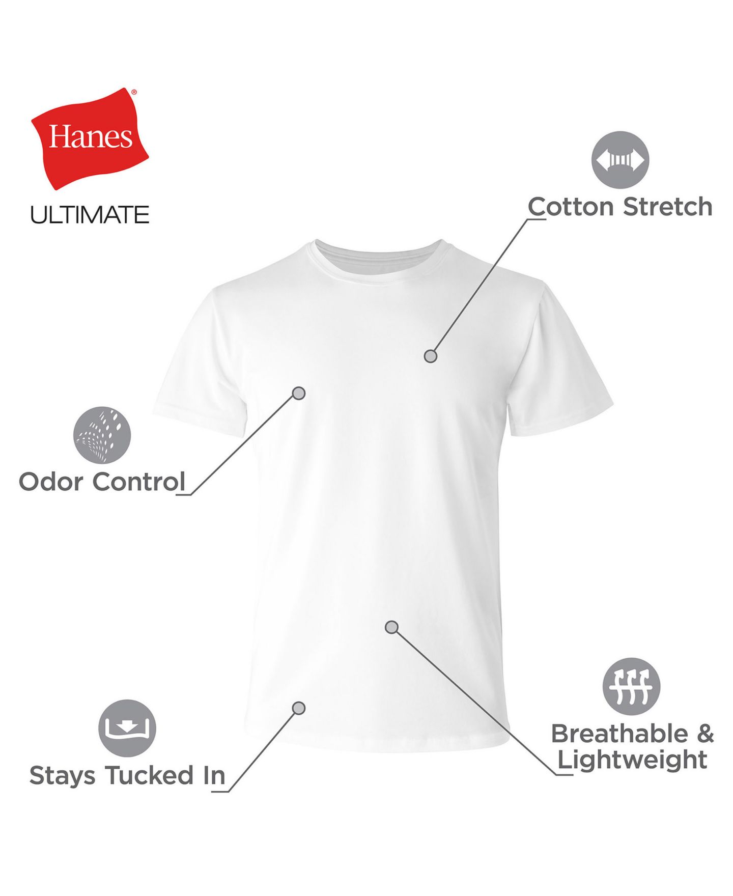 Бельё Undershirt для мужчин, 3 шт. — Hanes, цвет: Assorted Colors — фото 5