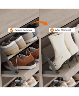 Shoe Cabinet with 6 Flip Drawers Narrow Cabinet with Adjustable and Removable Shelves Modern Wooden Shoe Organizer with Hidden Handle