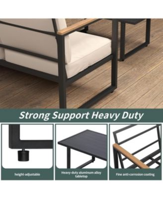 4Pcs Metal Outdoor Patio Furniture Set All Weather Outdoor Conversation Set with Thick Cushions and Coffee Table Ideal for Backyard