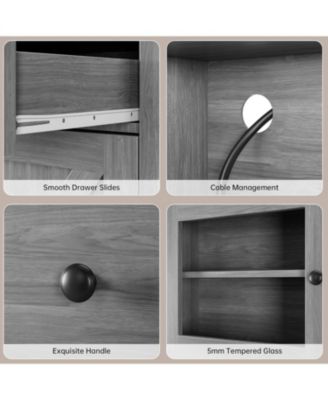 Kitchen Pantry Cabinet with Microwave Stand and Coffee Bar 4 Doors