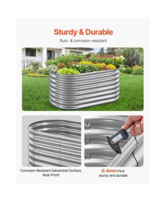 4x2x2 ft Oval Metal Raised Garden Bed Galvanized Steel