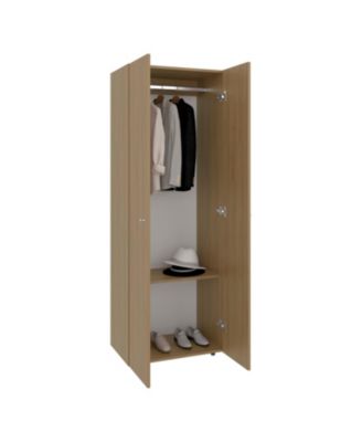 Home 2 Doors Closet System Armoire with Hanging Rod and Storage Shelf Modern Organizer for Bedroom Organization Storage
