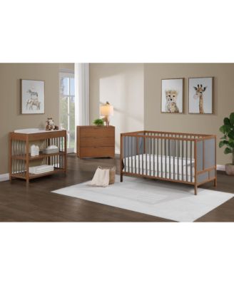  3in1 Convertible Crib - Solid Wood, Geometric Lines, 3 Adjustable Mattress Heights