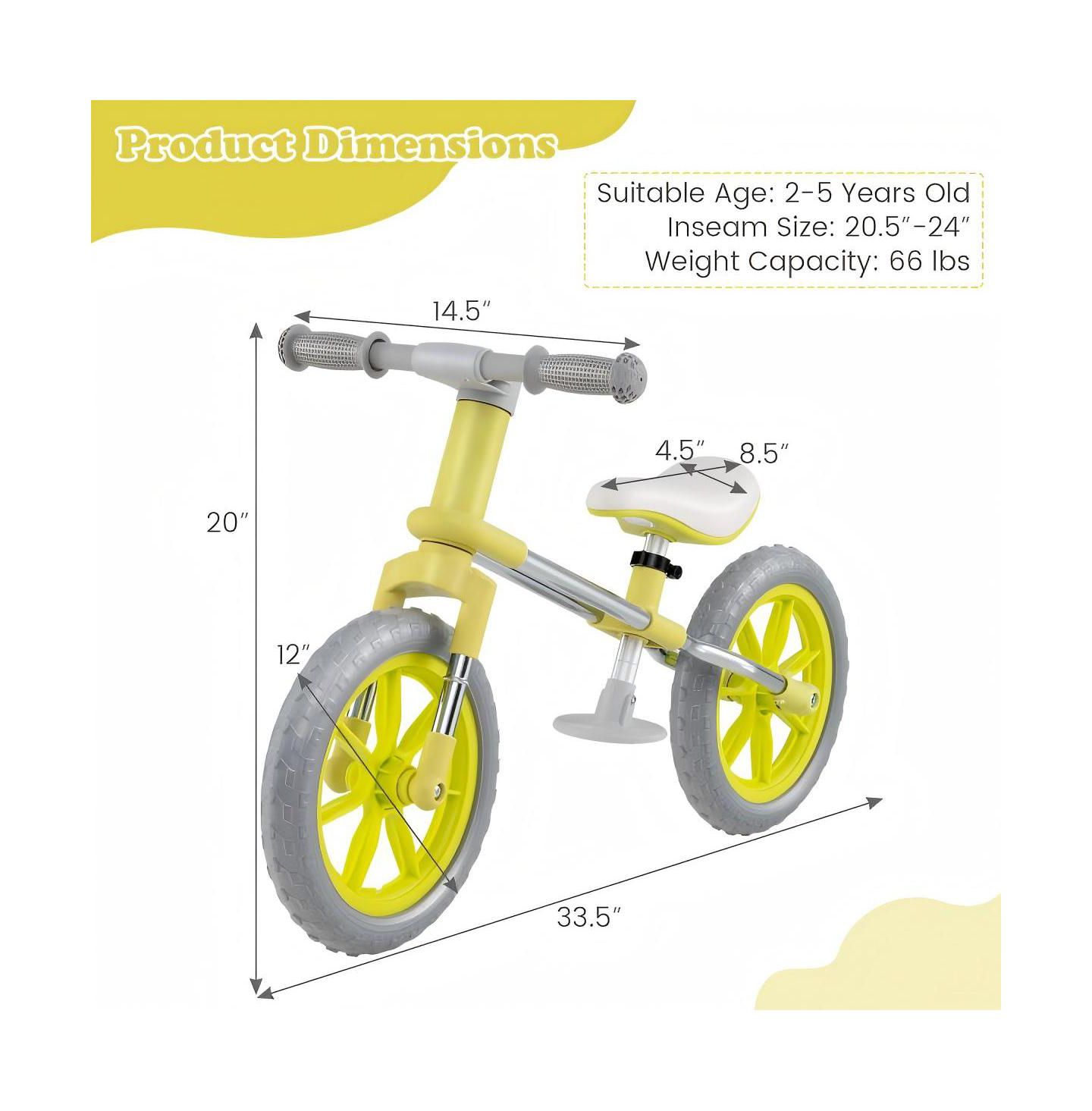 Детская игрушка HONGGE 12 Inch Adjustable Seat and Rotatable Handlebar Balance Bike, Ages 2-5, цвет: Зелёный — фото 3