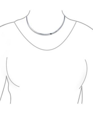 Simple Charm Slider Contoured Choker Collar Statement Necklace .925 Sterling Silver 3MM