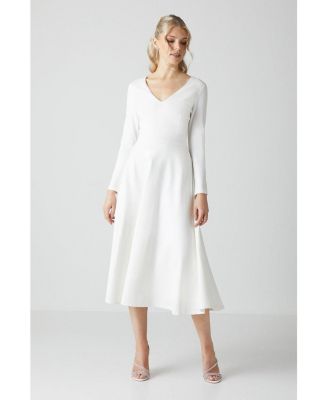 Women's V Neck Full Skirt Midi Dresses