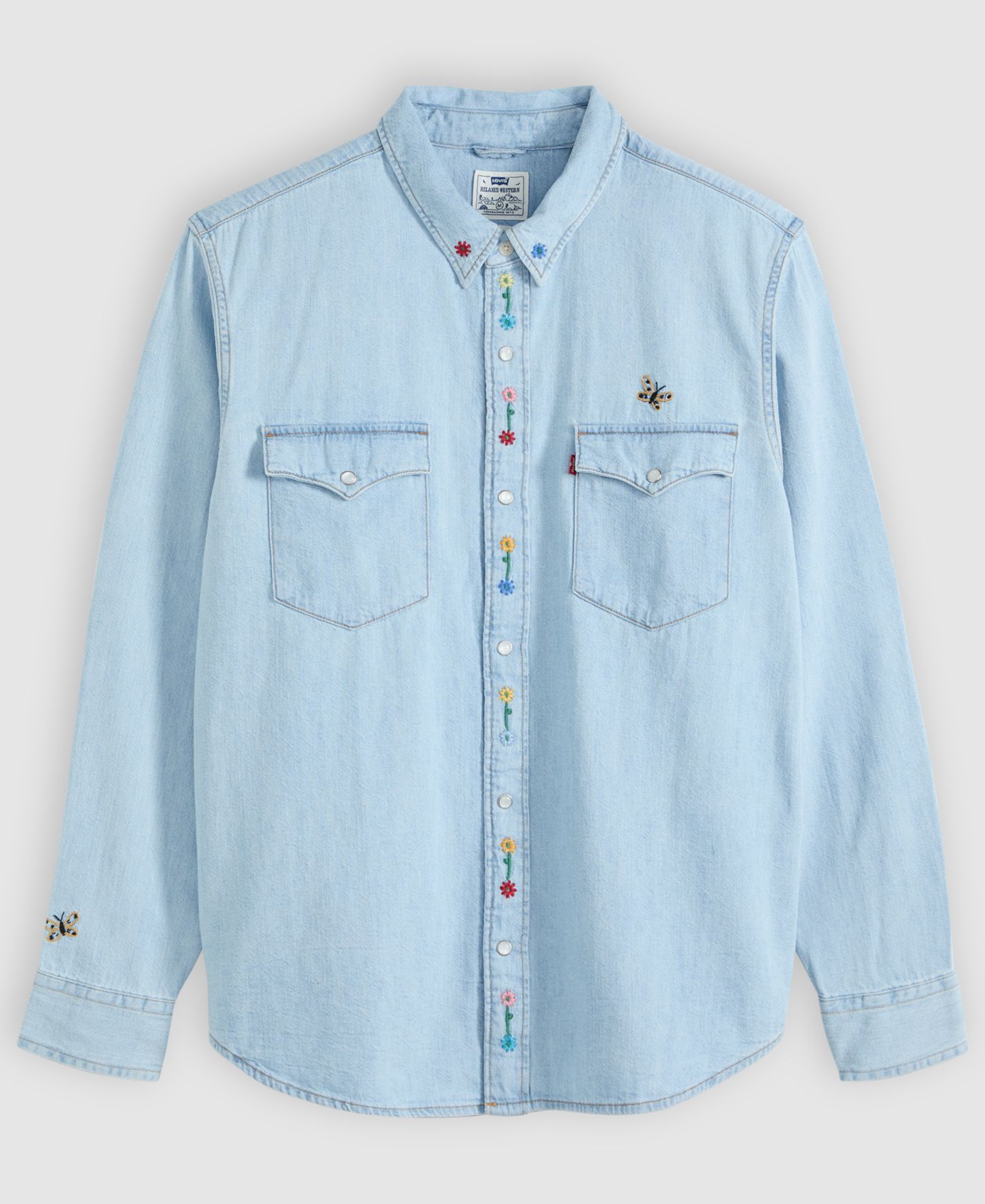 Мужская рубашка Levi's Premium Relaxed-Fit Western Embroidered, цвет: Spring Flowers — фото 1