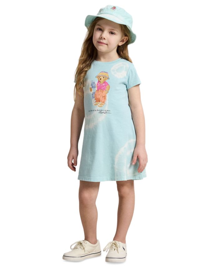 Polo Ralph Lauren Girls' 2T-6X Tie-Dye Polo Bear Cotton Jersey Dress