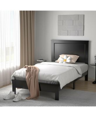 Size Bed Frame Platform Slat High Headboard Bedroom Rubber Wood Leg