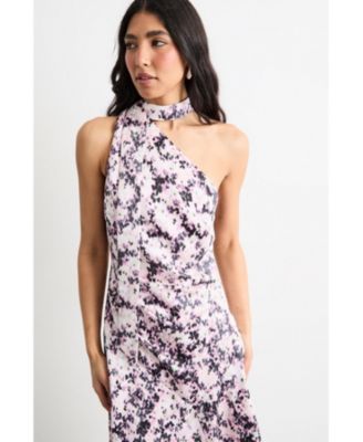 Women's Scarf Tie Asymmetric Maxi Dress