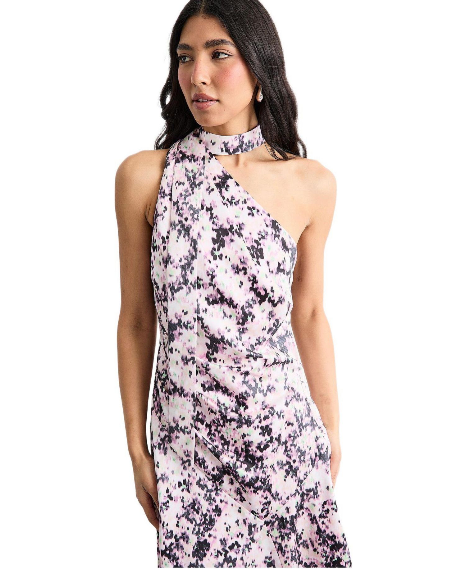 Women's Scarf Tie Asymmetric Maxi Dress