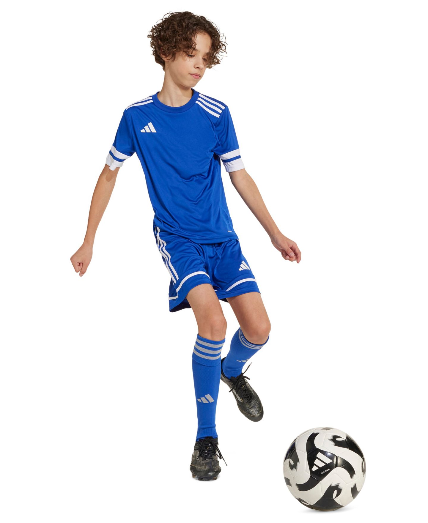 Шорты adidas Squadra Soccer Shorts для мальчиков, цвет: Королевский синий / Белый — фото 2