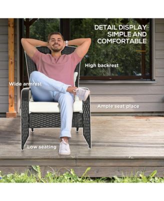 Patio Wicker Adirondack Chair with Cushion, Armrest,