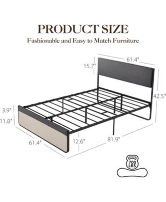 Full Platform Bed With Upholstered Headboard and Footboard Steel Slat Support Spacious Storage No Box Spring Needed