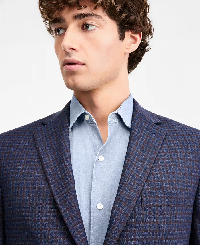 Men's Modern-Fit Blue Check Sport Coat - thumbnail 3