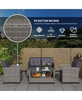 4 Piece Patio Furniture Set, Loveseat, Chairs & Table