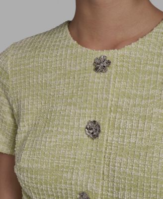 Women's Tweed Crewneck Short-Sleeve Sheath Dress