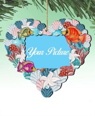 Coastal Heart Picture Frame Ornament Set of 2