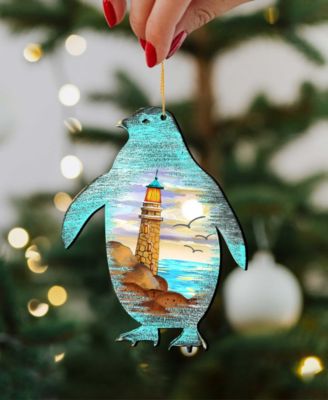 Penguins Wooden Ornaments Set of 2