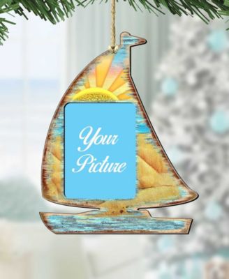Sailboat Picture Frame Ornament Set of 2
