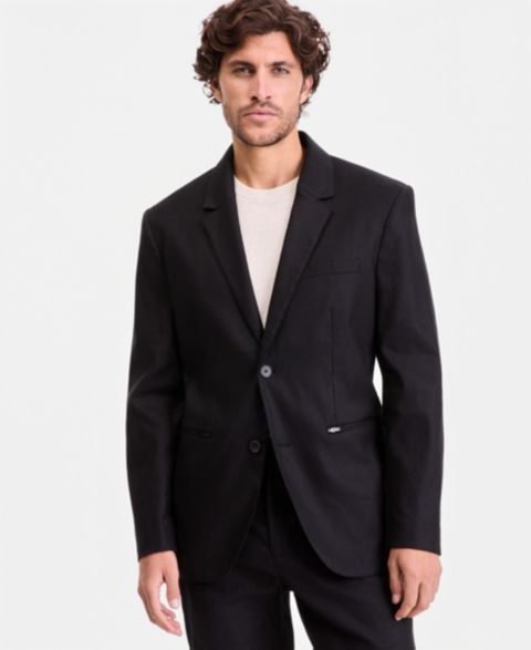 Мужской пиджак Alfani Linen-Blend Tech Two-Button Blazer, Macy's Exclusive, цвет: Глубокий чёрный