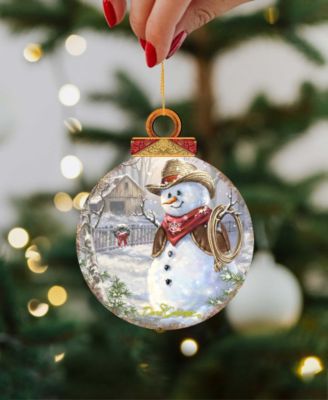 by Dona Gelsinger Cowboy Snowman Ornament, Set of 2