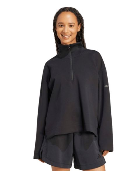 Женский свитшот adidas All Szn Soft Lux Quarter-Zip, цвет: Чёрный