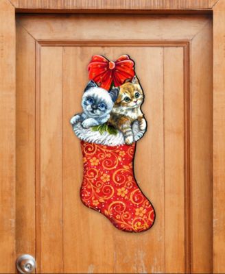 Kitty Cats Christmas Stacking Christmas Door Hanger