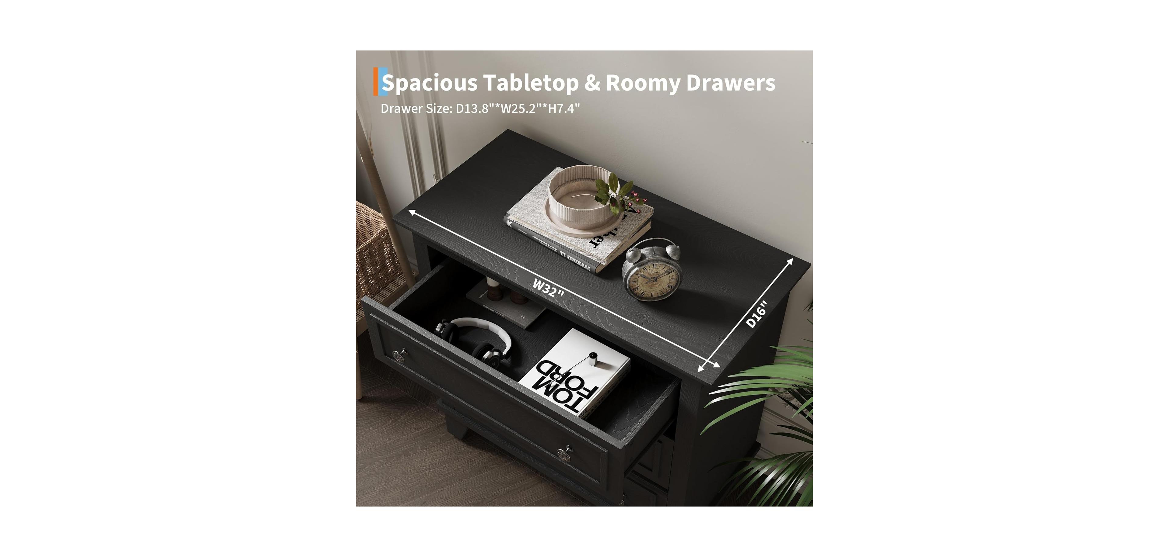 gaomon 3 Drawer Dresser 32 Inch Wide Chest Storage Organizer with Metal Handles Small Cabinet for Bedroom