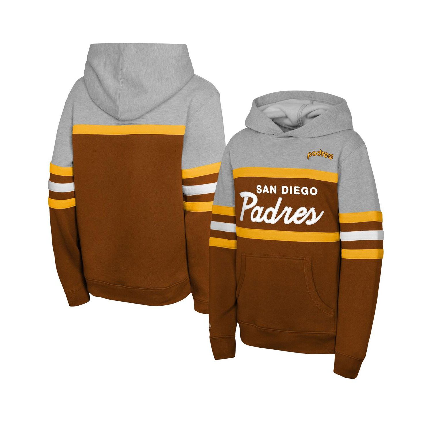 Big Boys and Girls Brown/Grey San Diego Padres Cooperstown Head Coach Pullover Hoodie