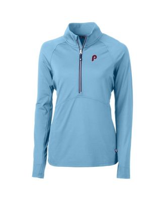 Women's Powder Blue Philadelphia Phillies Cooperstown Collection DryTec Adapt Eco Knit Stretch Raglan Half-Zip Top