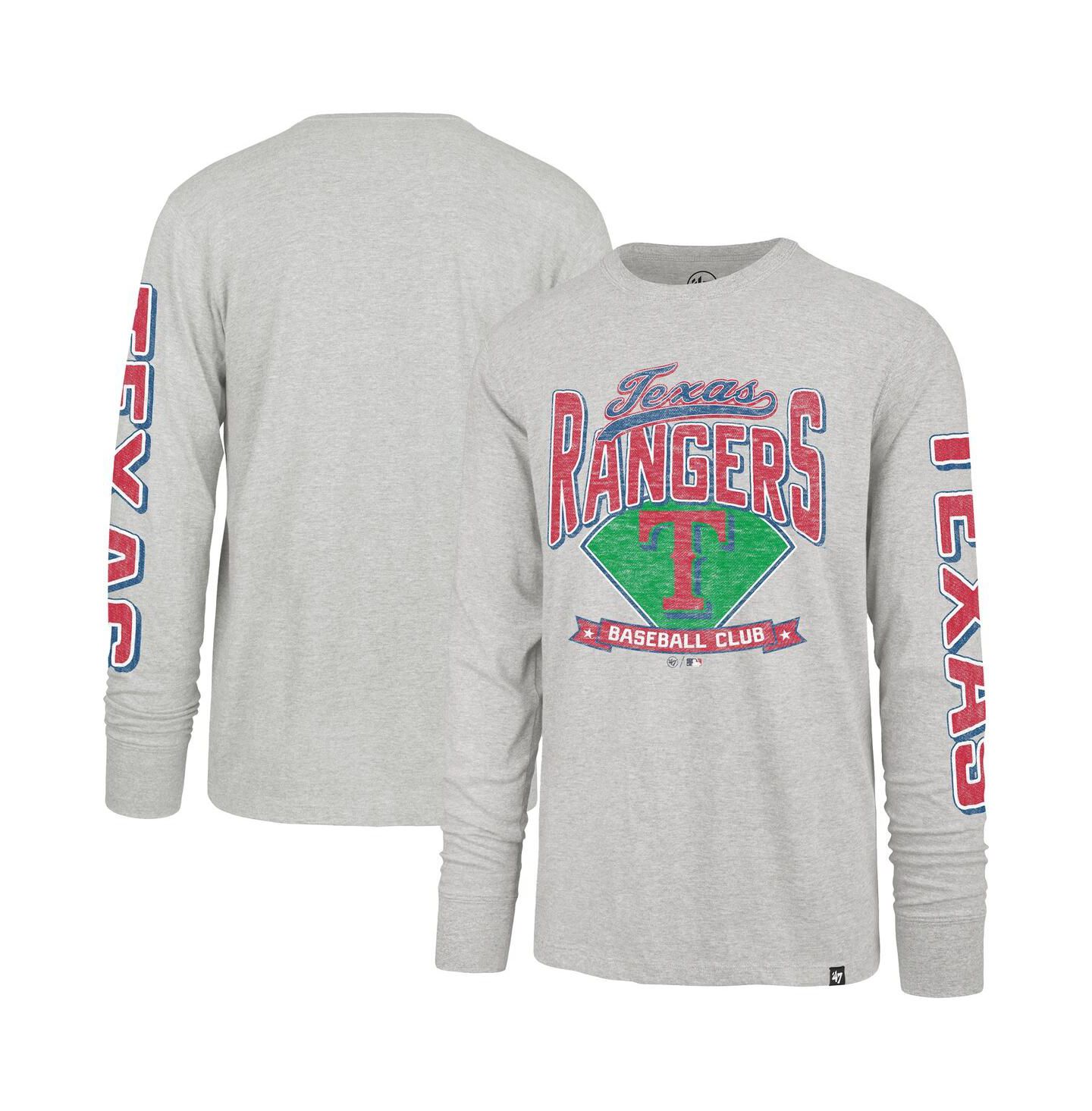 Мужская футболка '47 Brand Gray Texas Rangers Big & Tall Distressed Franklin Long Sleeve — фото 1