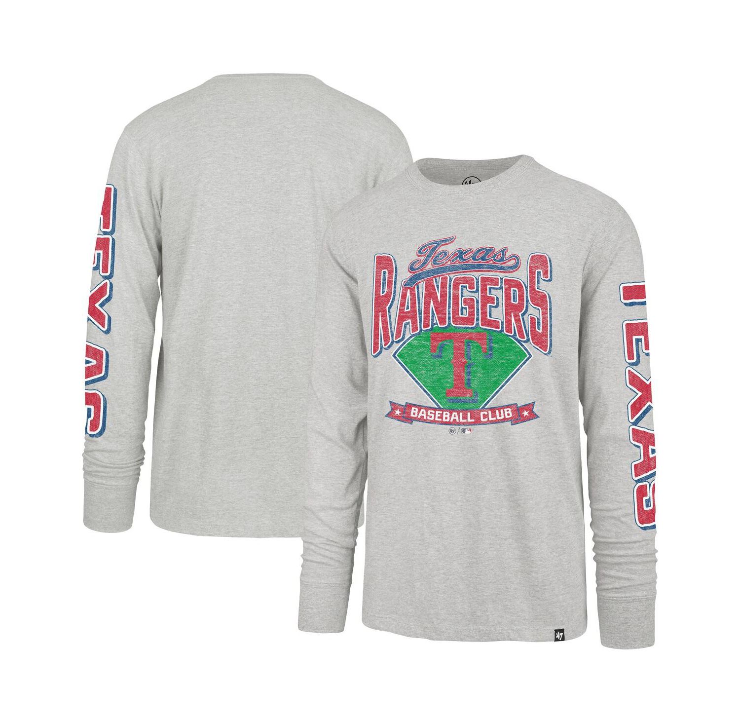 Men's Gray Texas Rangers Big & Tall Distressed Franklin Long Sleeve T-Shirt