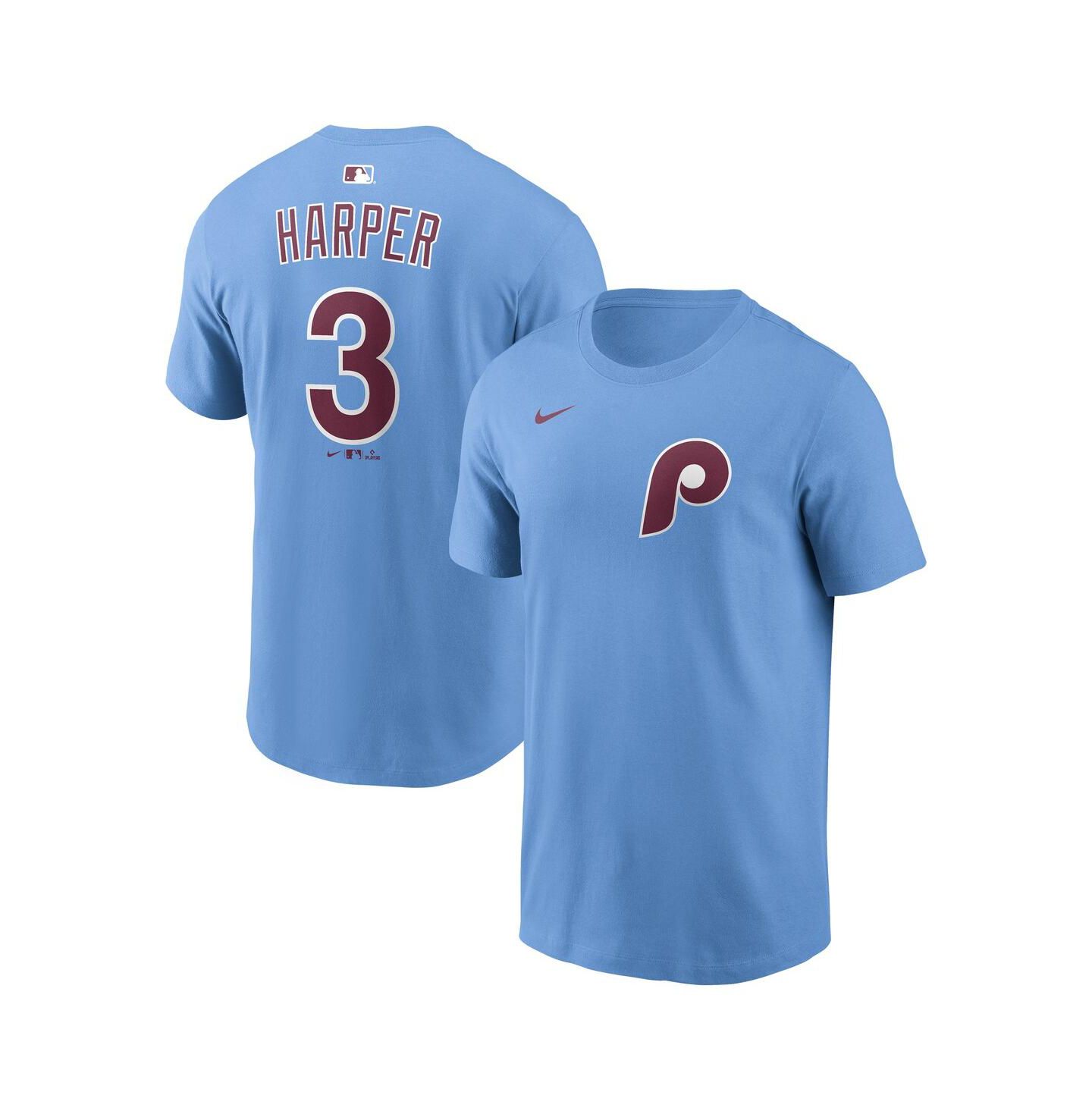 Мужская футболка Nike Bryce Harper Light Blue Philadelphia Phillies Name & Number — фото 1
