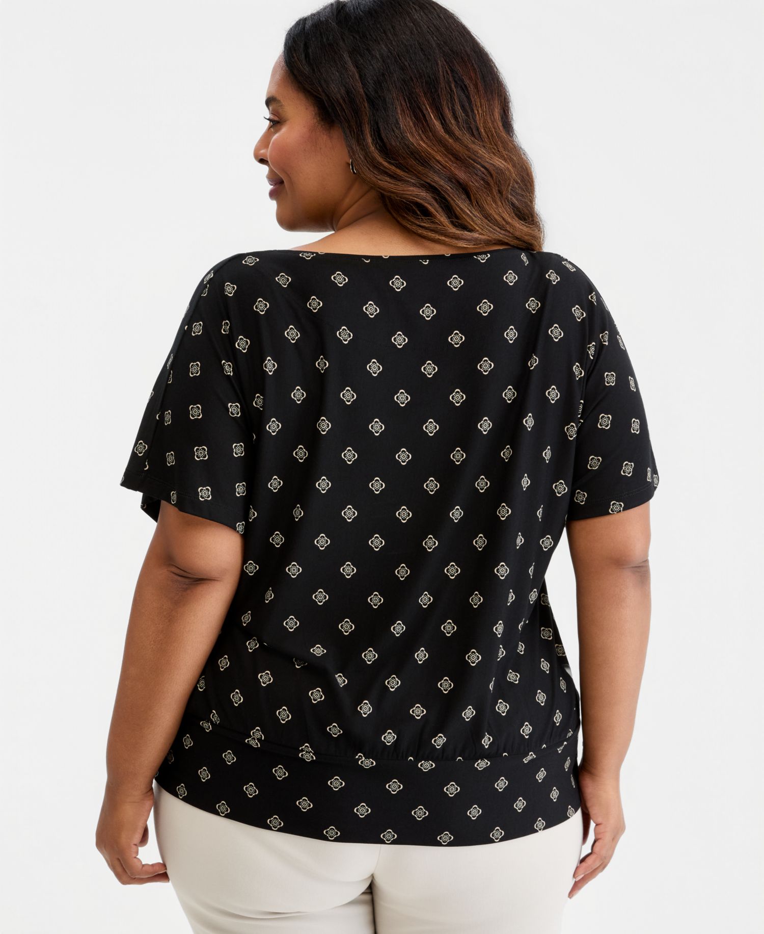 Plus Size Sofia Tile Banded-Bottom Top