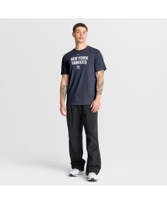 Men's Heather Navy New York Yankees Stacked Tri-Blend T-Shirt
