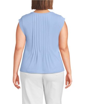 Plus Size Cap Sleeve Lightweight Jersey Pintuck Swing Top