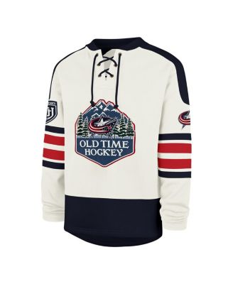 Men's Cream Columbus Blue Jackets Pond Hockey Trio Eternal Lacer Sweatshirt