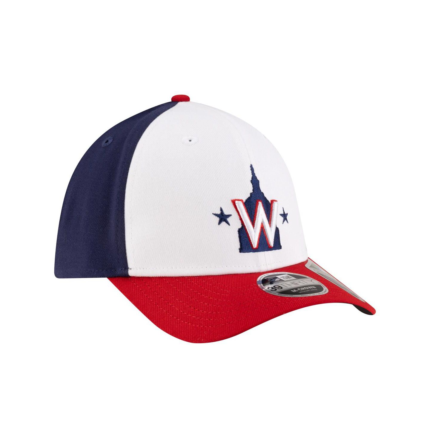 Мужская кепка New Era White Washington Nationals Player Replica 39THIRTY M-Crown Flex Hat — фото 3