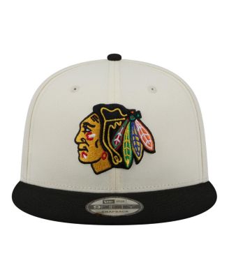 Men's White/Black Chicago Blackhawks Injection Localized Two-Tone 9FIFTY Snapback Hat