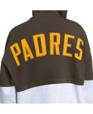 Women's Brown/Heather Gray San Diego Padres Wishbone Full-Zip Hoodie