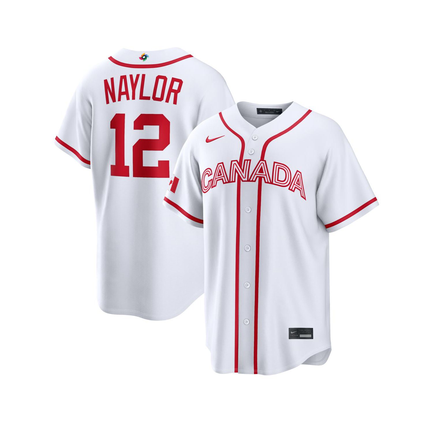 Men's Josh Naylor White Canada Baseball 2026 World Baseball Classic Home Stadium Jersey